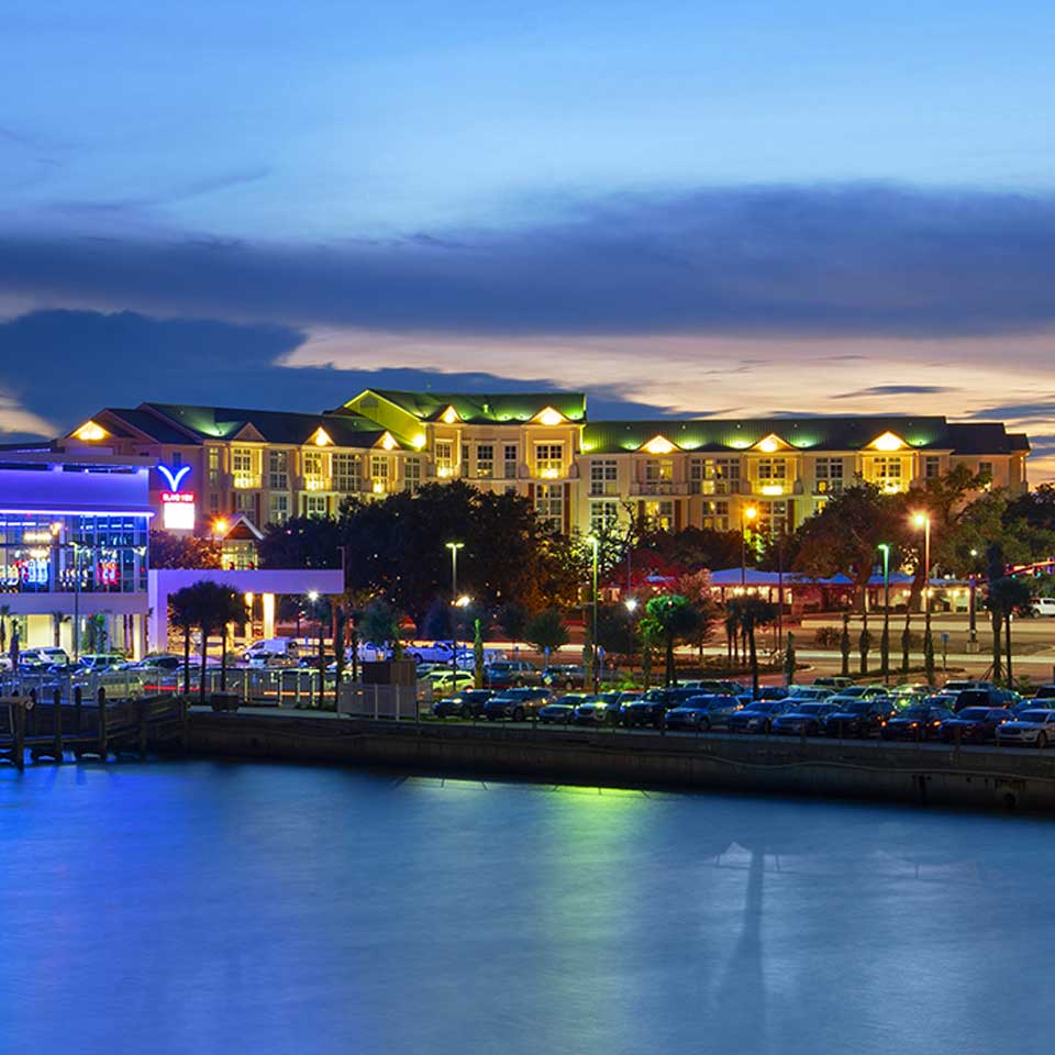 Twilight view over water at Windance